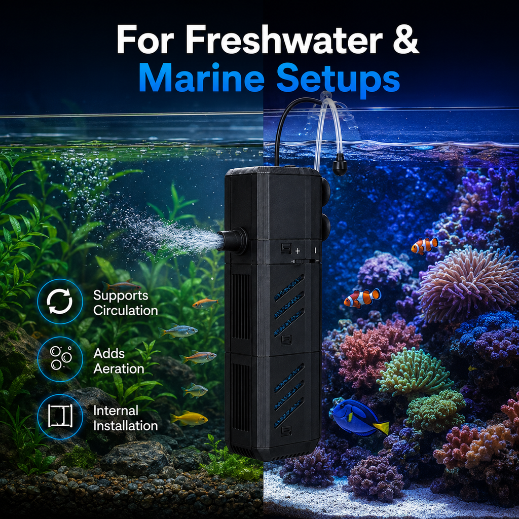 4-in-1 Internal Aquarium Filter Pump with Aeration & Water Circulation