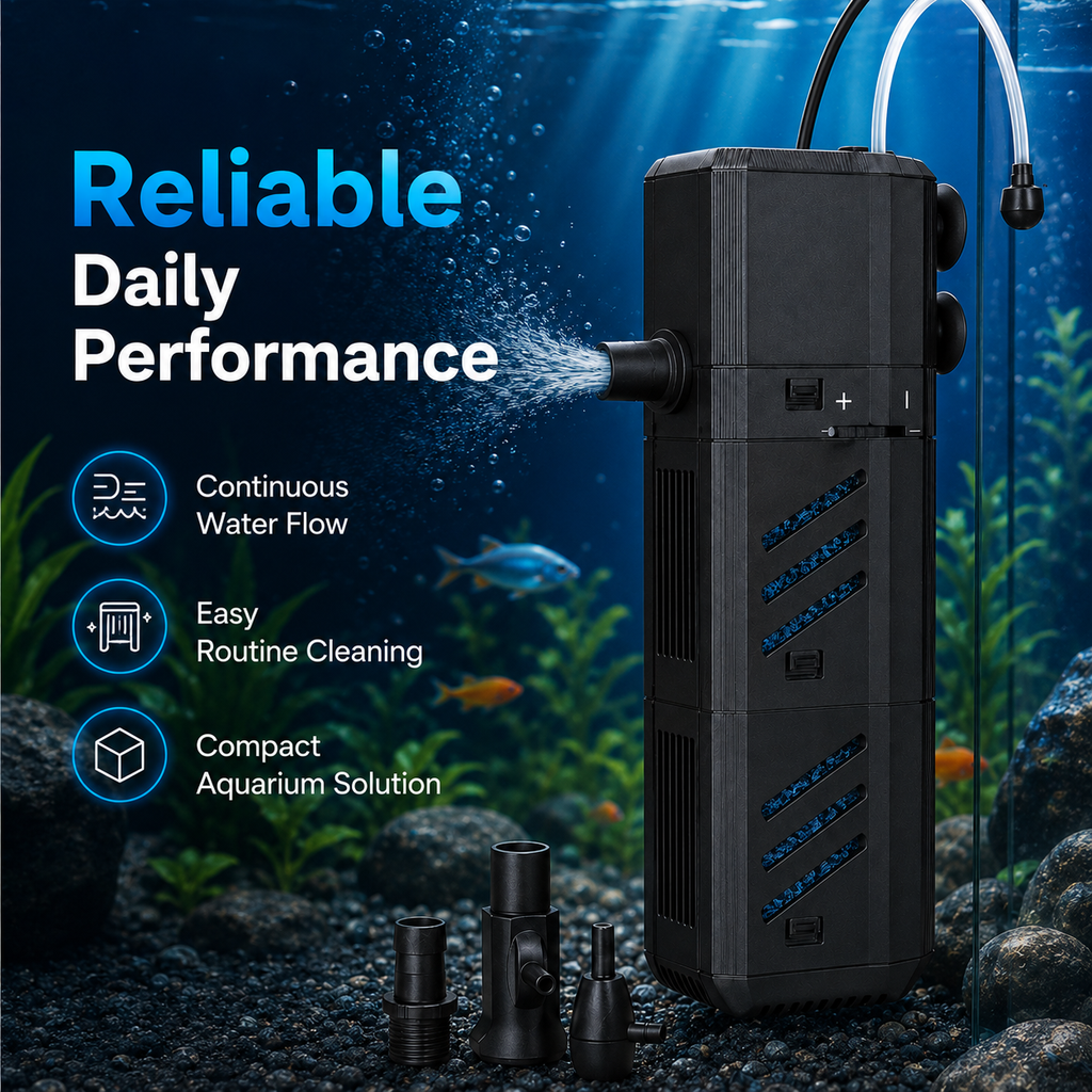 4-in-1 Internal Aquarium Filter Pump with Aeration & Water Circulation
