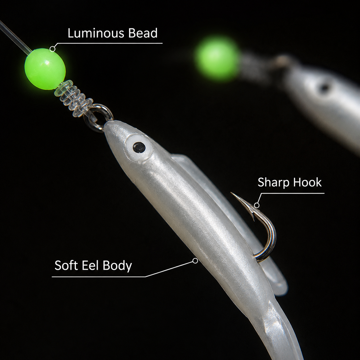 Saltwater Sabiki Soft Eel Fishing Lure Rig for Mackerel & Scad