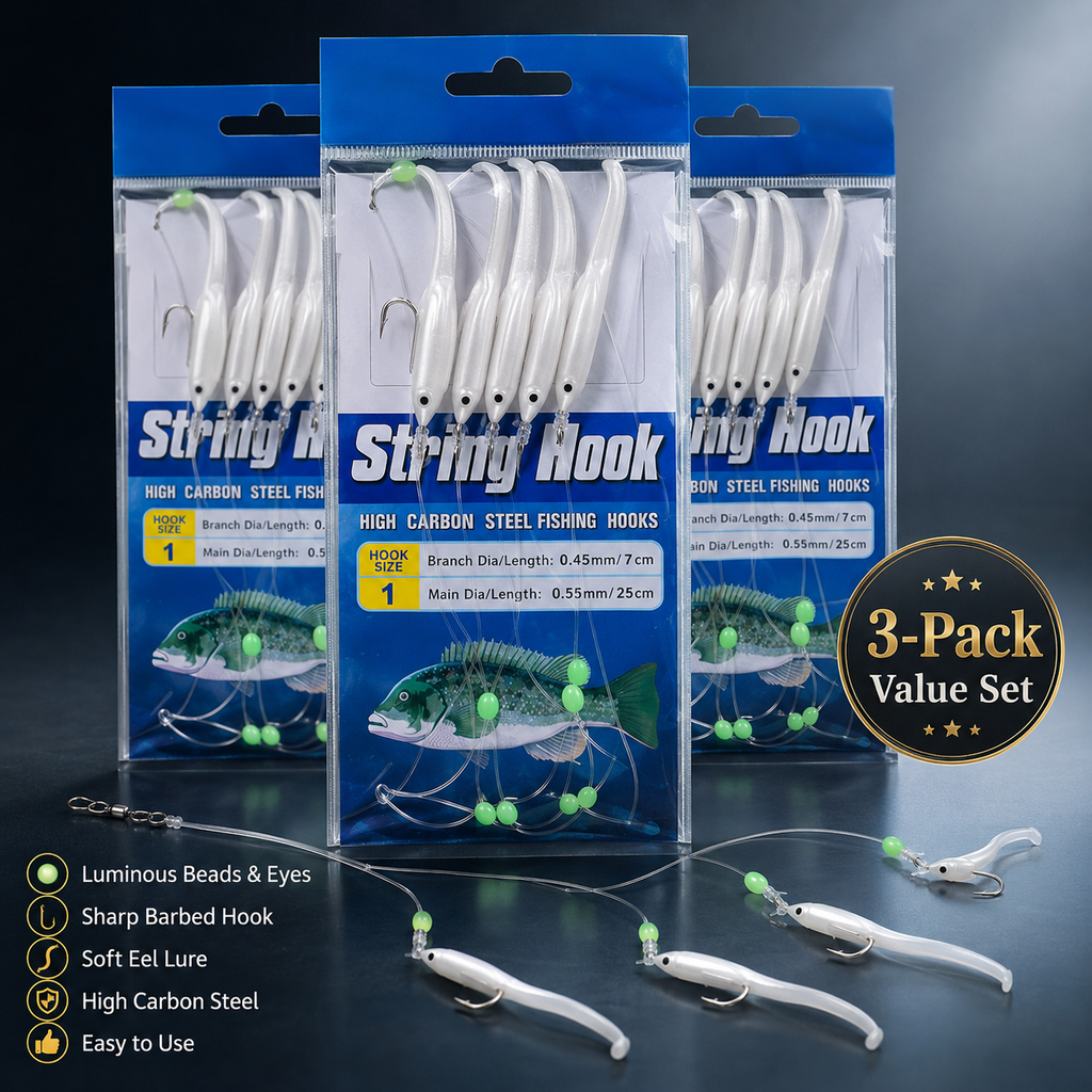 Saltwater Sabiki Soft Eel Fishing Lure Rig for Mackerel & Scad