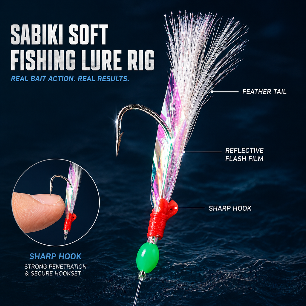 5pcs Sabiki Feather Fishing Lure Rig for Mackerel & Herring