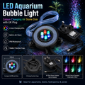 LED Aquarium Bubble Light Air Stone Disk – Colour Changing Fish Tank Decoration with UK Plug