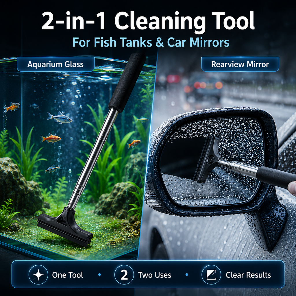 Telescopic Aquarium Algae Scraper & Car Mirror Wiper