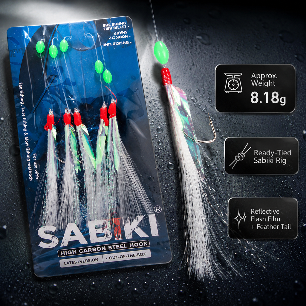 5pcs Sabiki Feather Fishing Lure Rig for Mackerel & Herring