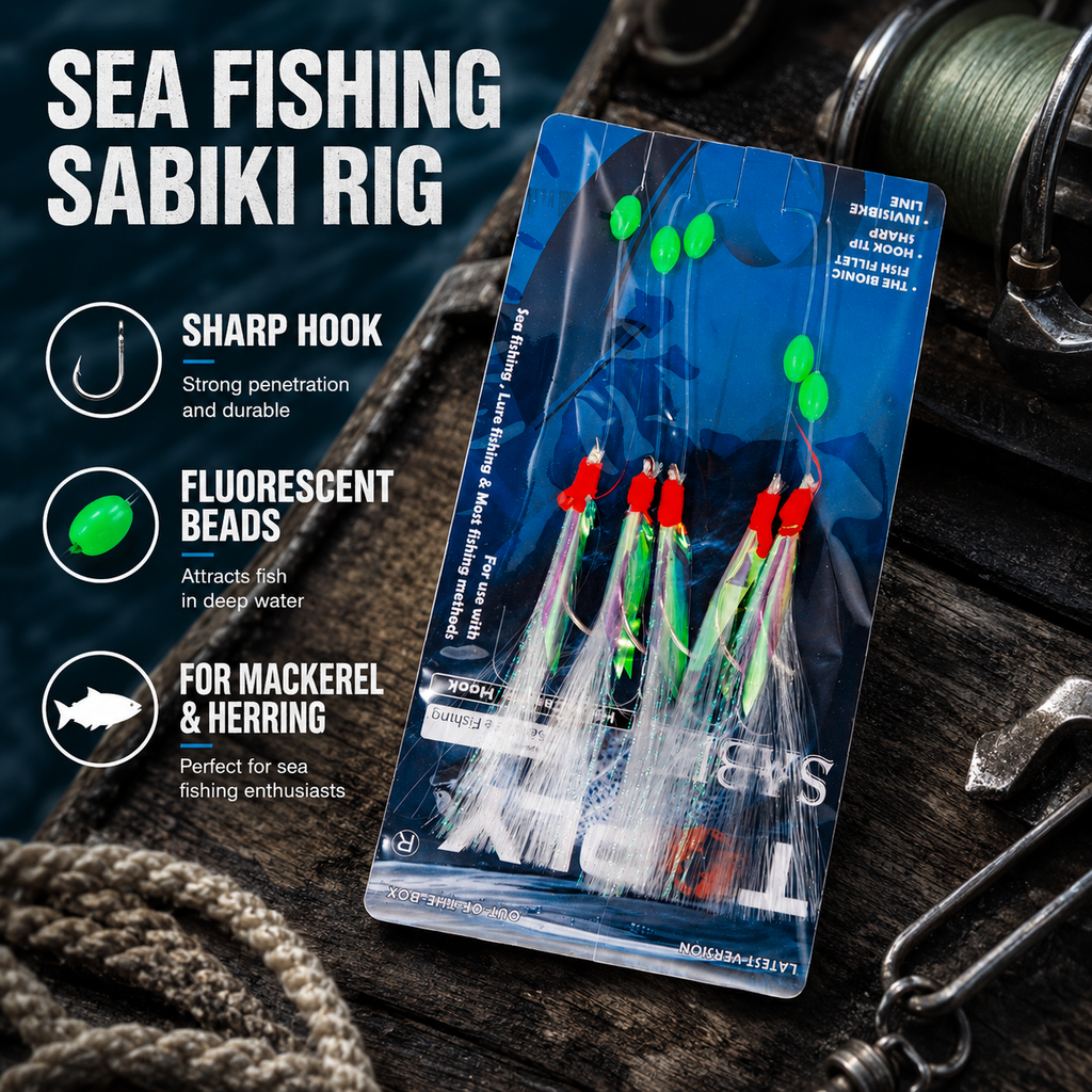 5pcs Sabiki Feather Fishing Lure Rig for Mackerel & Herring