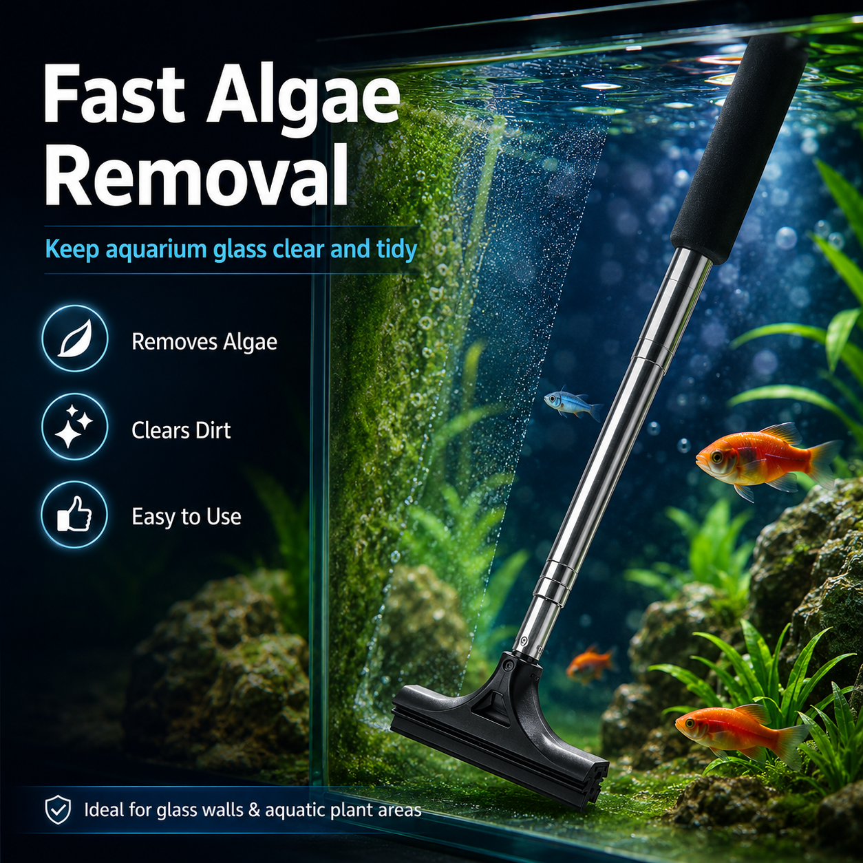 Telescopic Aquarium Algae Scraper & Car Mirror Wiper