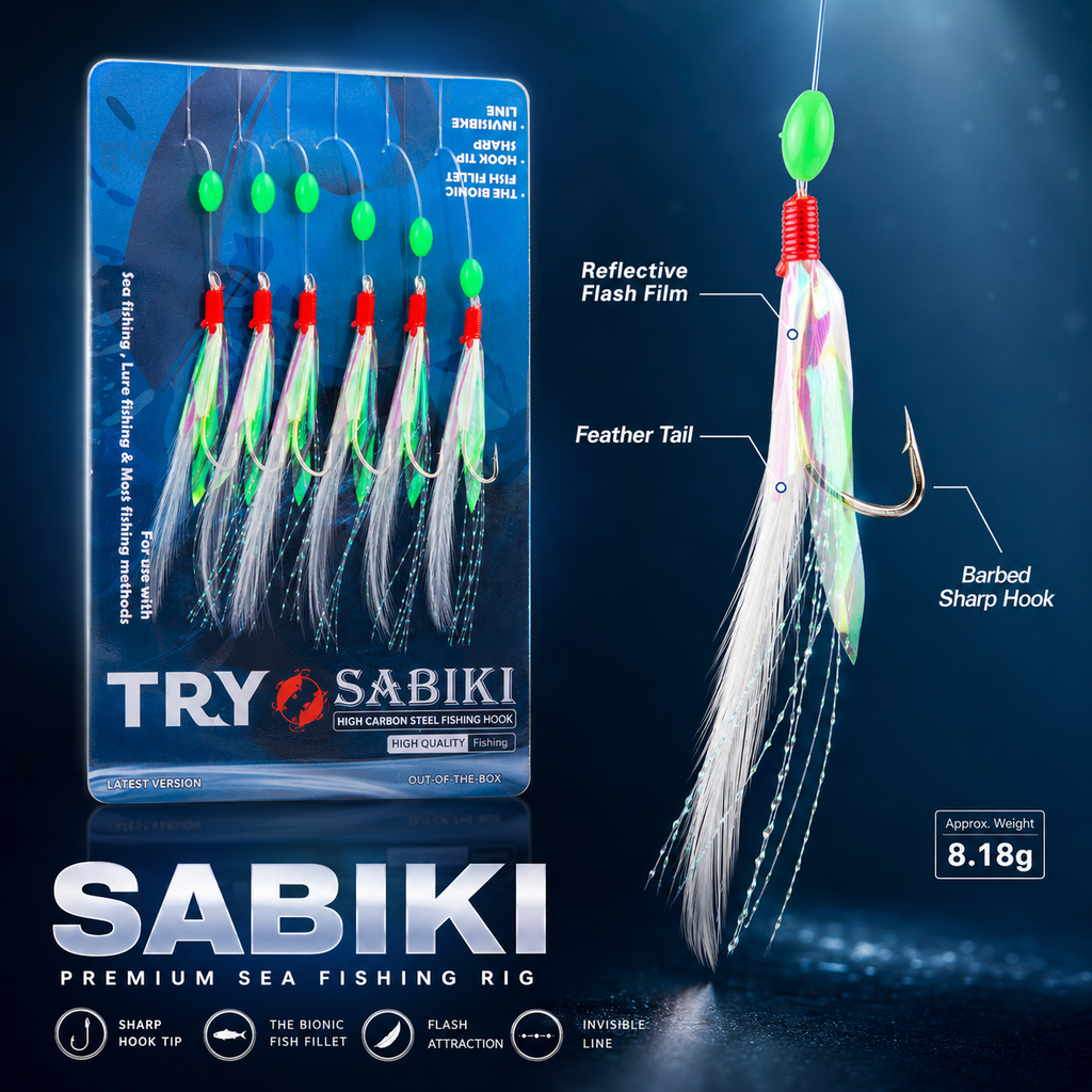 5pcs Sabiki Feather Fishing Lure Rig for Mackerel & Herring
