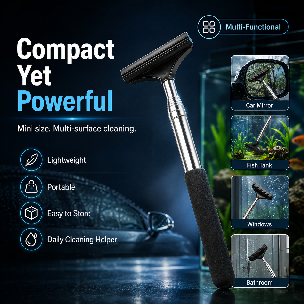 Telescopic Aquarium Algae Scraper & Car Mirror Wiper
